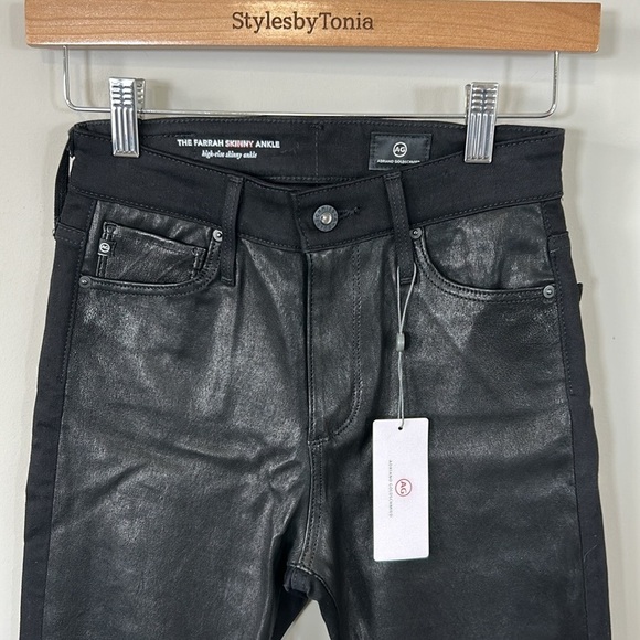 AG JEANS Farrah Skinny Ankle in Luminous Super Black High Rise Sz 25 NEW - Picture 5 of 13